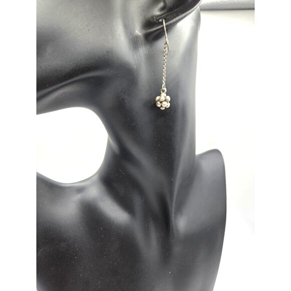 Vintage BIRKS signed sterling 925 dangling cluster ball hook pierced earrings - Picture 5 of 7
